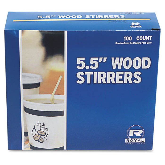 Wood Coffee Stirrers, 5 1/2" Long, Woodgrain, 10000 Stirrers/Carton