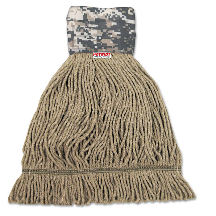 Patriot Looped End Wide Band Mop Head, Large, Green/Brown, 12/Carton