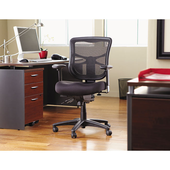 Alera Elusion Series Mesh Mid-Back Multifunction Chair, Supports Up to 275 lb, 17.7" to 21.4" Seat Height, Black