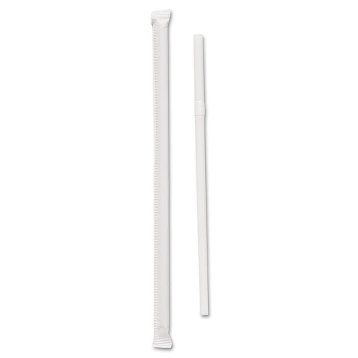 Wrapped Jumbo Flexible Straws, Polypropylene, 7 5/8" Long, White, 400/Pack