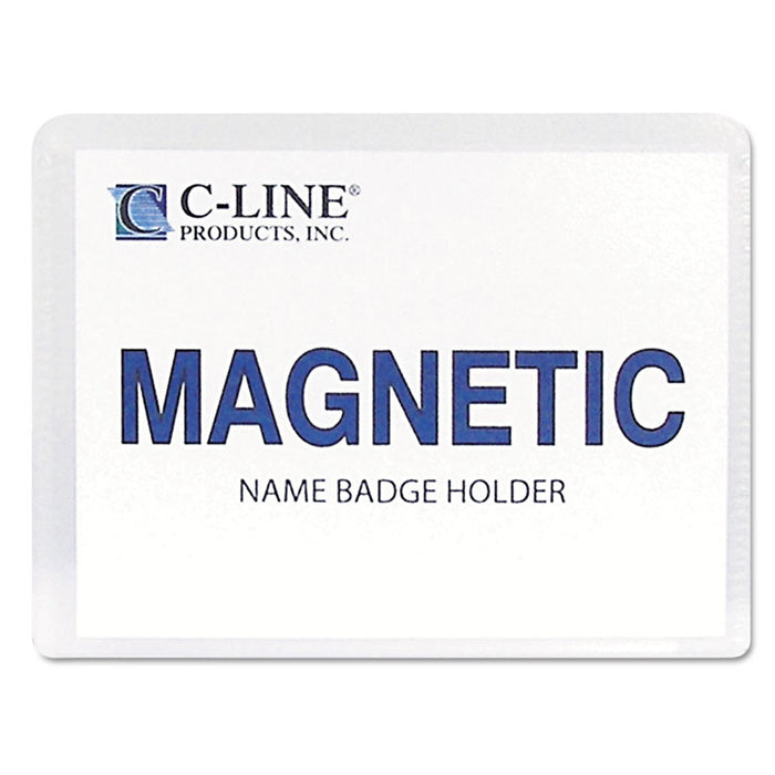 Magnetic Name Badge Holder Kit, Horizontal, 4w x 3h, Clear, 20/Box