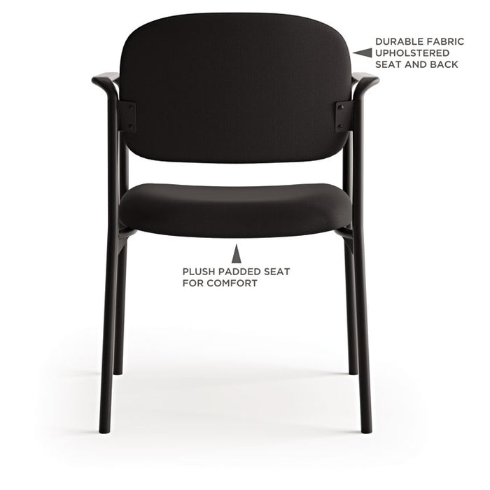 VL616 Stacking Guest Chair with Arms, Supports Up to 250 lb, Charcoal Seat/Back, Black Base