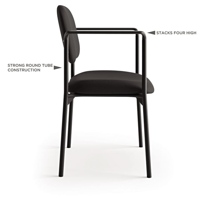 VL616 Stacking Guest Chair with Arms, Supports Up to 250 lb, Charcoal Seat/Back, Black Base
