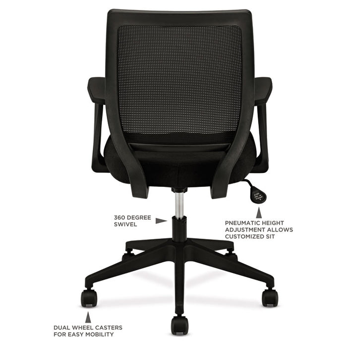 HVL521 Mesh Mid-Back Task Chair, Supports up to 250 lbs., Black Seat/Black Back, Black Base
