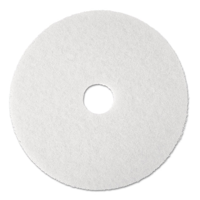 Super Polish Floor Pad 4100, 20" Diameter, White, 5/Carton