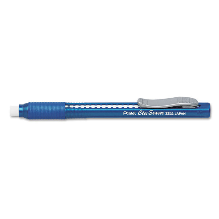 Clic Eraser Grip Eraser, For Pencil Marks, White Eraser, Blue Barrel