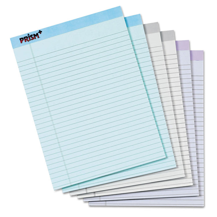 Prism + Colored Writing Pads, Wide/Legal Rule, 50 Assorted Pastel-Color 8.5 x 11.75 Sheets, 6/Pack