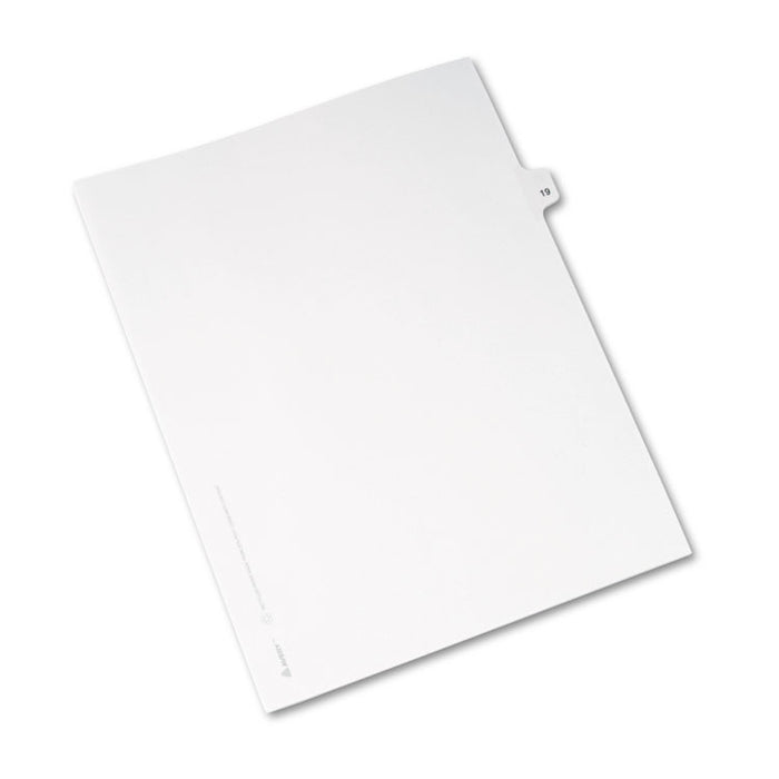 Preprinted Legal Exhibit Side Tab Index Dividers, Avery Style, 10-Tab, 19, 11 x 8.5, White, 25/Pack, (1019)