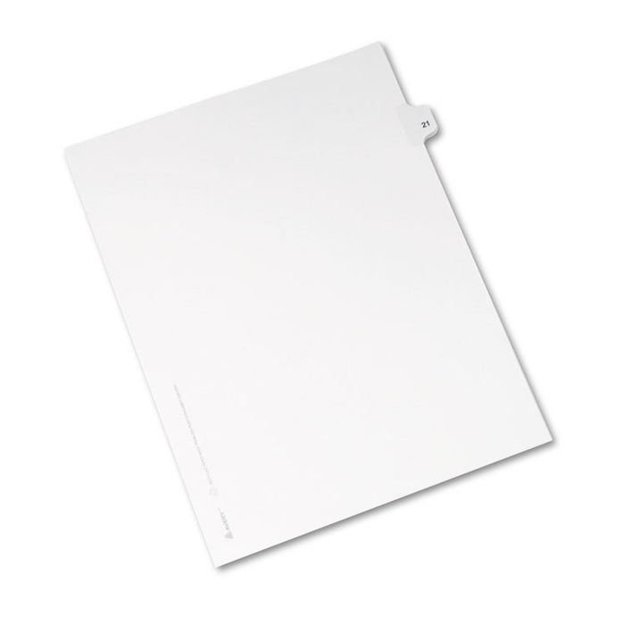 Preprinted Legal Exhibit Side Tab Index Dividers, Avery Style, 10-Tab, 21, 11 x 8.5, White, 25/Pack, (1021)
