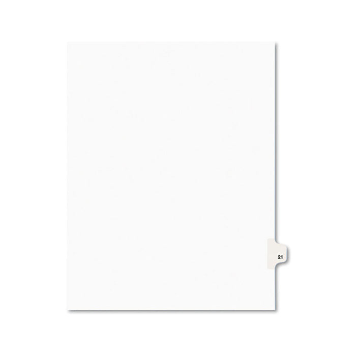 Preprinted Legal Exhibit Side Tab Index Dividers, Avery Style, 10-Tab, 21, 11 x 8.5, White, 25/Pack, (1021)