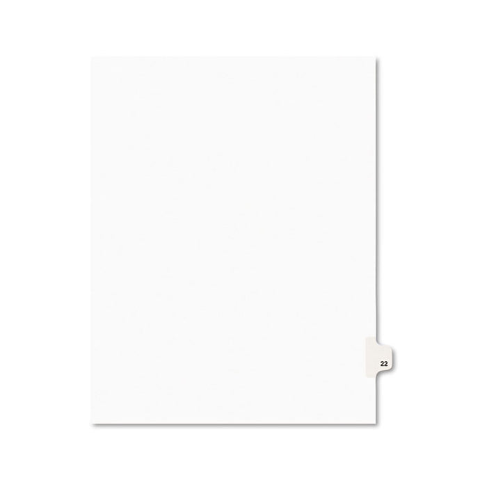 Preprinted Legal Exhibit Side Tab Index Dividers, Avery Style, 10-Tab, 22, 11 x 8.5, White, 25/Pack, (1022)