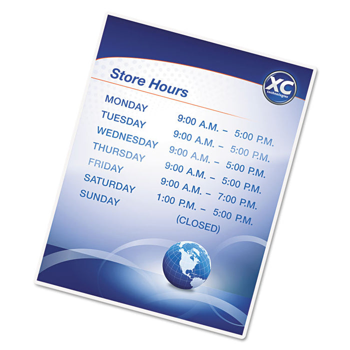 Self-Adhesive Laminating Pouches, 5 mil, 9" x 11.5", Gloss Clear, 5/Pack