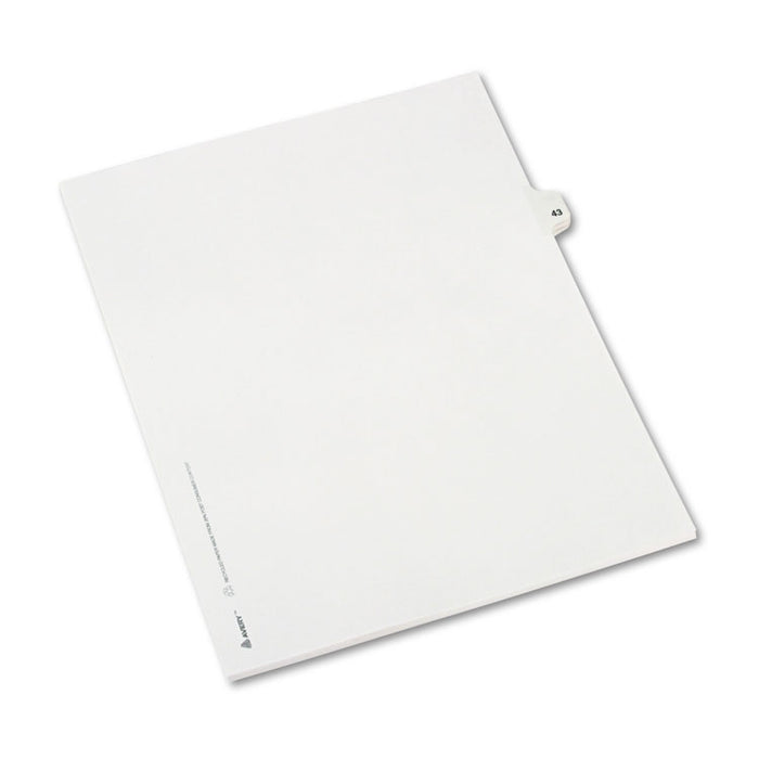 Preprinted Legal Exhibit Side Tab Index Dividers, Avery Style, 10-Tab, 43, 11 x 8.5, White, 25/Pack