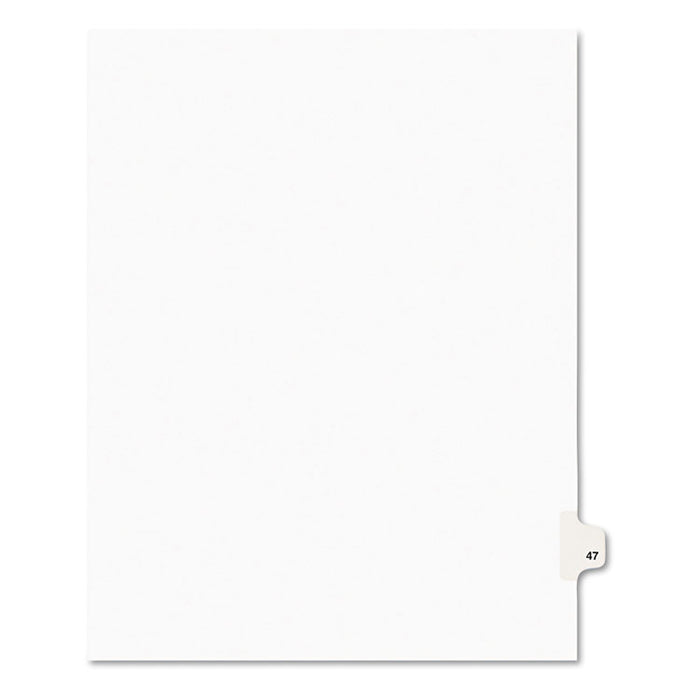 Preprinted Legal Exhibit Side Tab Index Dividers, Avery Style, 10-Tab, 47, 11 x 8.5, White, 25/Pack