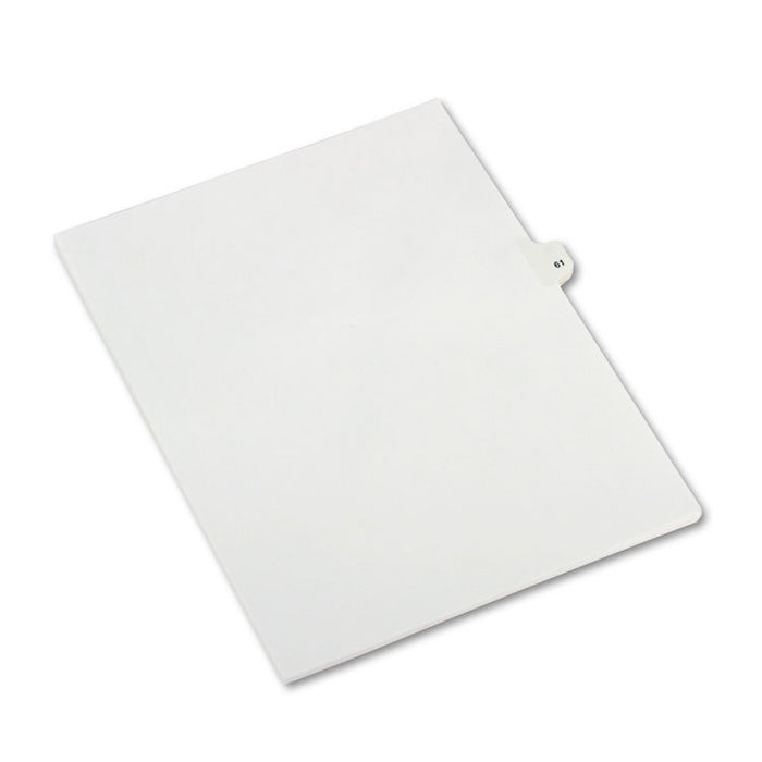 Preprinted Legal Exhibit Side Tab Index Dividers, Avery Style, 10-Tab, 61, 11 x 8.5, White, 25/Pack