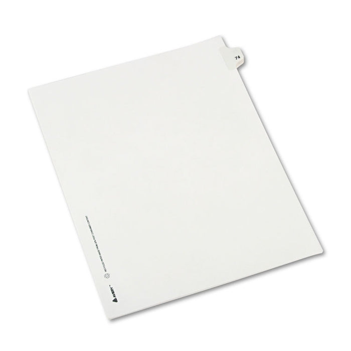 Preprinted Legal Exhibit Side Tab Index Dividers, Avery Style, 10-Tab, 74, 11 x 8.5, White, 25/Pack