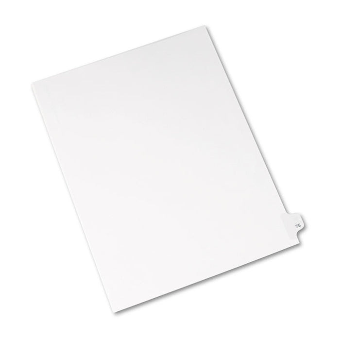 Preprinted Legal Exhibit Side Tab Index Dividers, Avery Style, 10-Tab, 75, 11 x 8.5, White, 25/Pack