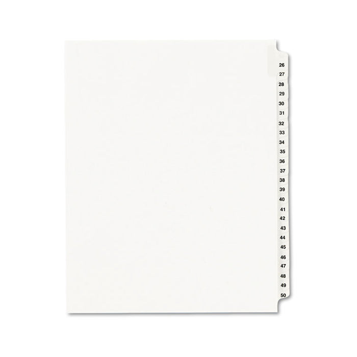 Preprinted Legal Exhibit Side Tab Index Dividers, Avery Style, 25-Tab, 26 to 50, 11 x 8.5, White, 1 Set