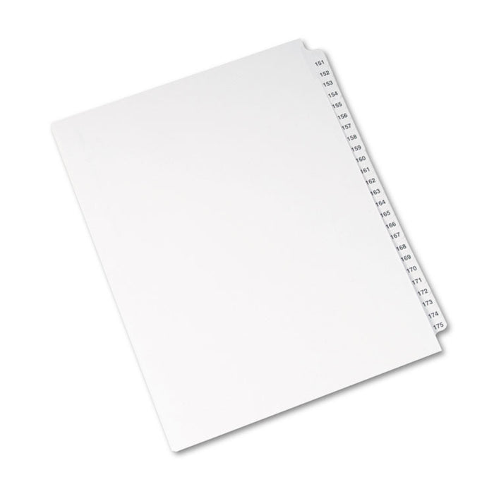 Preprinted Legal Exhibit Side Tab Index Dividers, Avery Style, 25-Tab, 151 to 175, 11 x 8.5, White, 1 Set