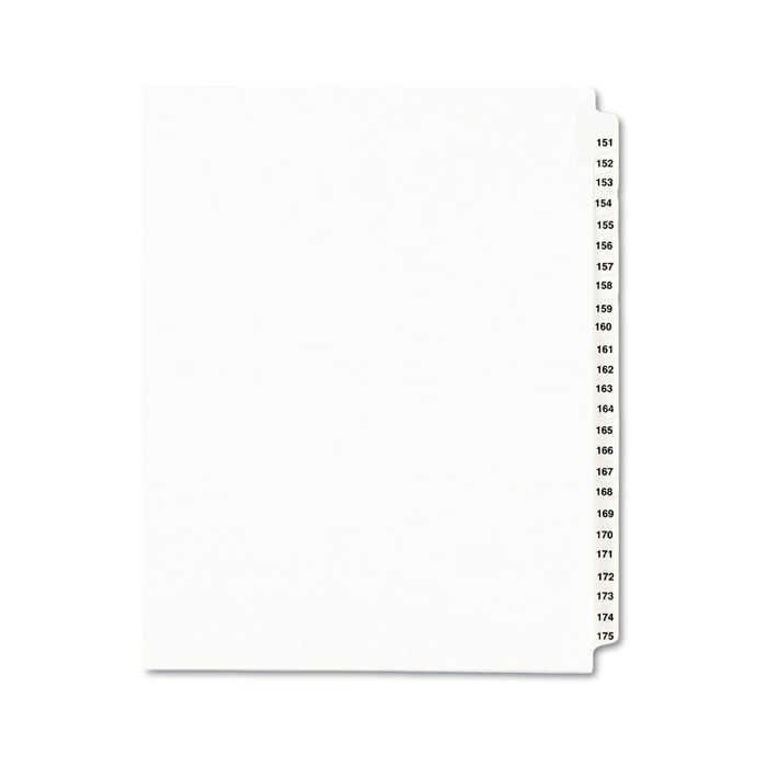 Preprinted Legal Exhibit Side Tab Index Dividers, Avery Style, 25-Tab, 151 to 175, 11 x 8.5, White, 1 Set