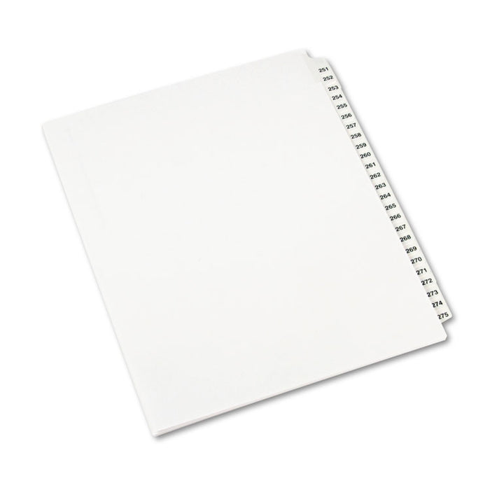 Preprinted Legal Exhibit Side Tab Index Dividers, Avery Style, 25-Tab, 251 to 275, 11 x 8.5, White, 1 Set