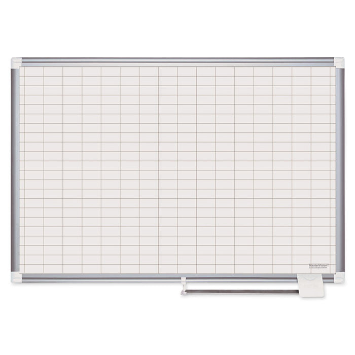 Gridded Magnetic Porcelain Planning Board, 1 x 2 Grid, 48 x 36, Aluminum Frame