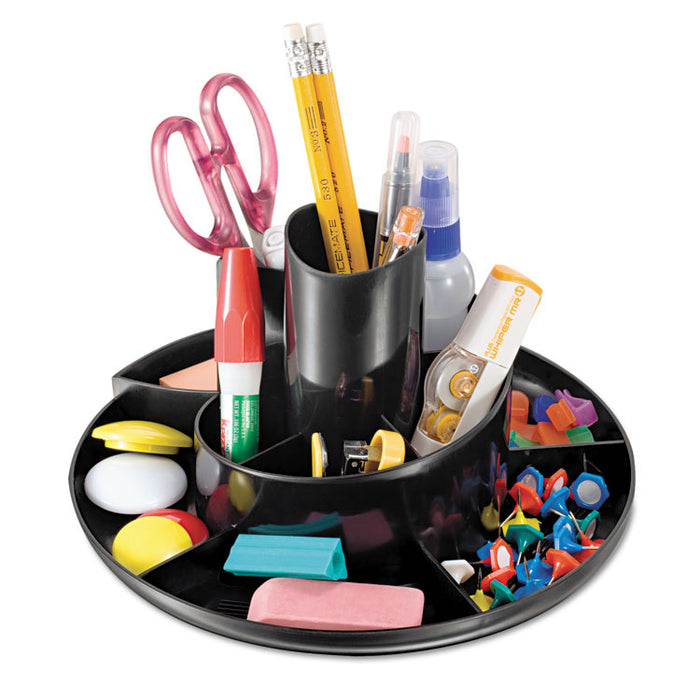 Recycled Rotary Organizer, 11 compartments, 8 3/4 x 5 3/8, Black