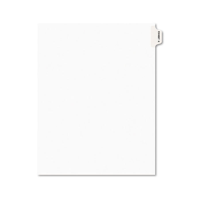 Avery-Style Preprinted Legal Side Tab Divider, Exhibit K, Letter, White, 25/Pack