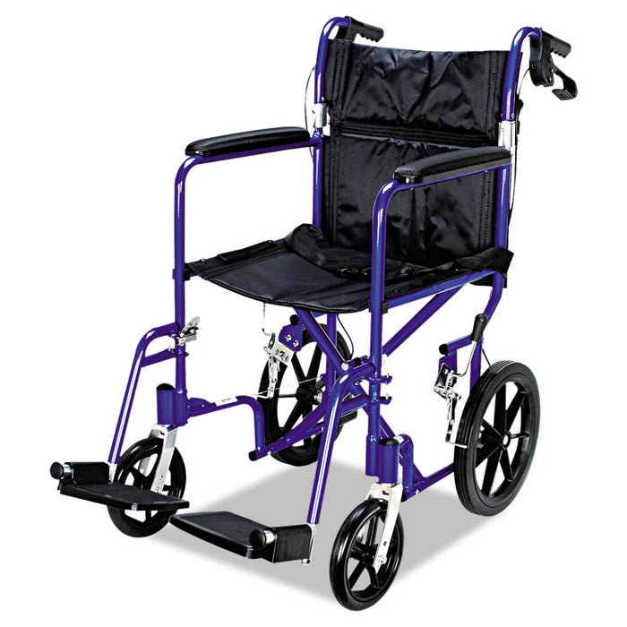Excel Deluxe Aluminum Transport Wheelchair, 300 lb Capacity, 19 x 16 Seat