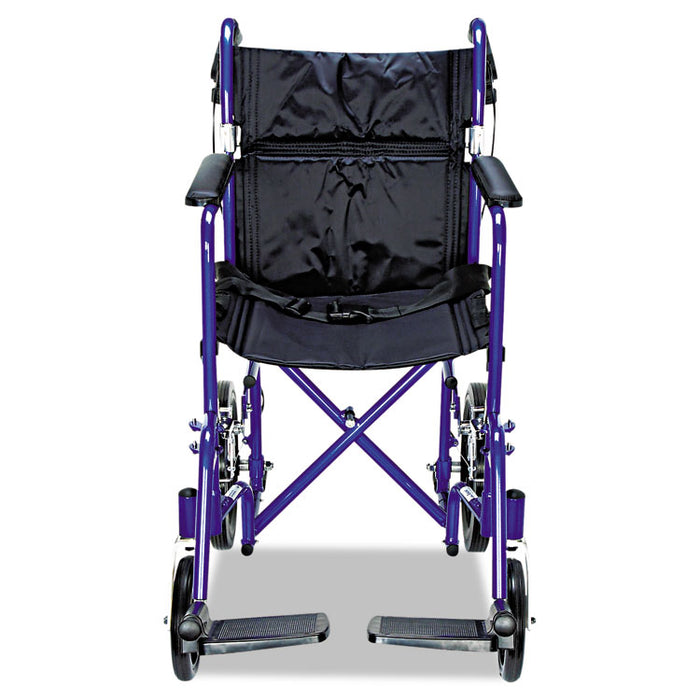 Excel Deluxe Aluminum Transport Wheelchair, 300 lb Capacity, 19 x 16 Seat