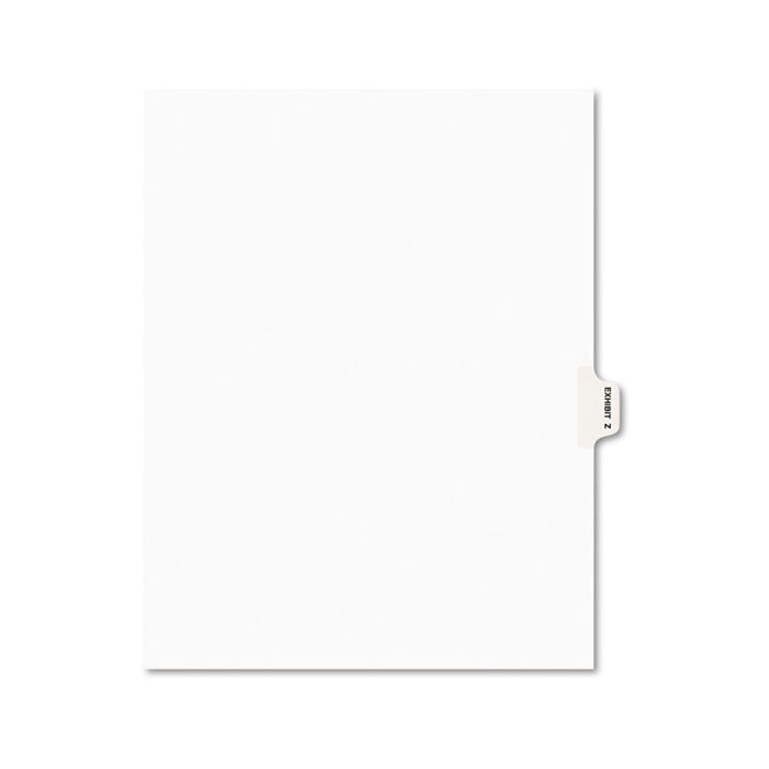 Avery-Style Preprinted Legal Side Tab Divider, Exhibit Z, Letter, White, 25/Pack