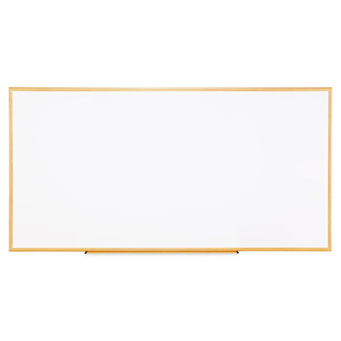 Dry-Erase Board, Melamine, 96 x 48, White, Oak-Finished Frame