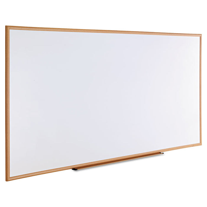 Dry-Erase Board, Melamine, 96 x 48, White, Oak-Finished Frame