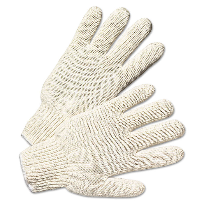String Knit Gloves, Large, Natural White, 12 Pairs
