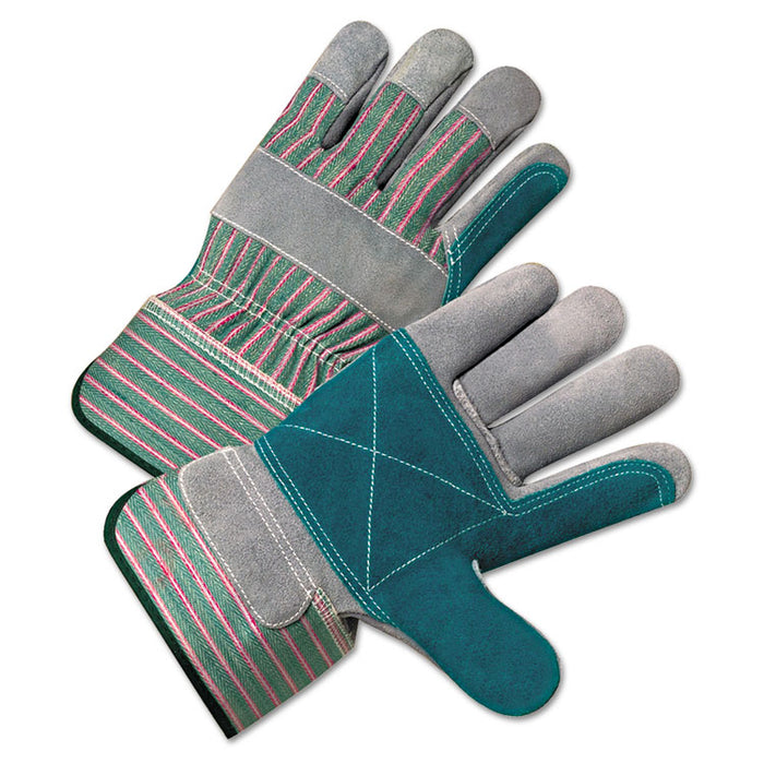 2000 Series Leather Palm Gloves, Gray/Green/Red, Large, 12 Pairs