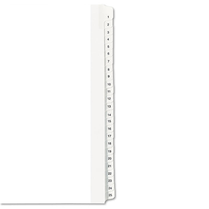 Preprinted Legal Exhibit Side Tab Index Dividers, Allstate Style, 25-Tab, 1 to 25, 11 x 8.5, White, 1 Set