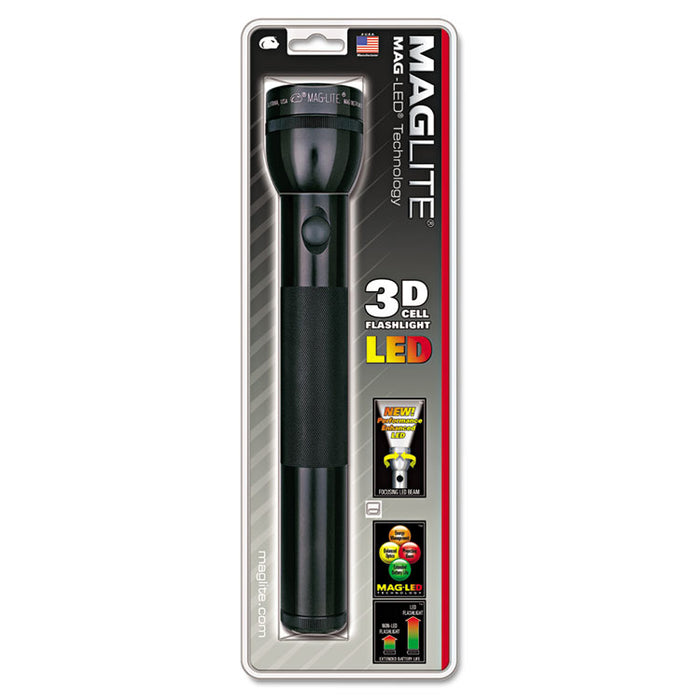 LED Flashlight, 3 D Batteries (Sold Separately), Black