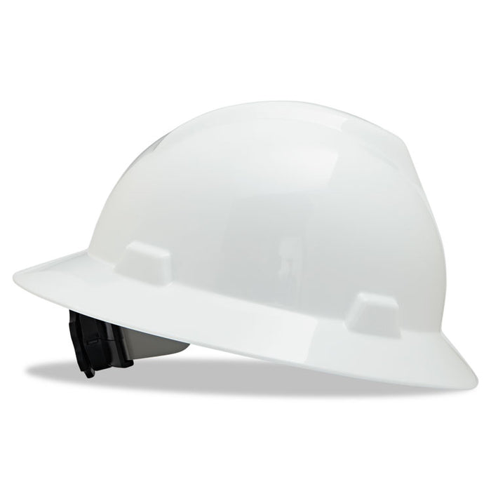 V-Gard Full-Brim Hard Hats, Ratchet Suspension, Size 6.5 to 8, White