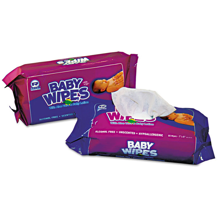 Baby Wipes Refill Pack, 8 x 7, White, 80/Pack, 12 Packs/Carton