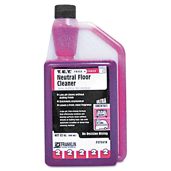 T.E.T. #2 Neutral Floor Cleaner, Citrus, 32oz Bottle, 3/Carton