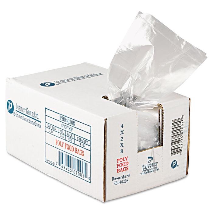 Food Bags, 16 oz, 0.68 mil, 4" x 8", Clear, 1,000/Carton