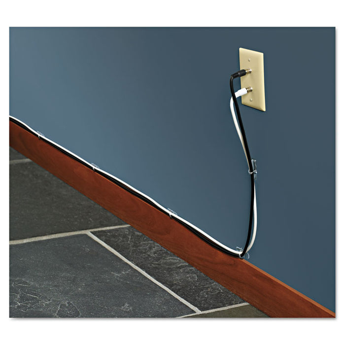 Cord Clip, Medium, with Adhesive, 0.63"w, Clear, 4/Pack