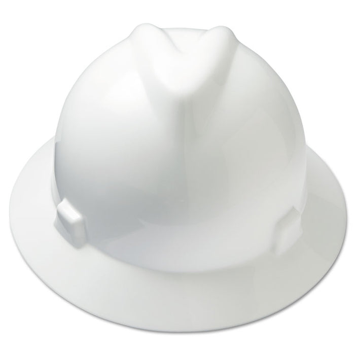V-Gard Full-Brim Hard Hats, Ratchet Suspension, Size 6.5 to 8, White