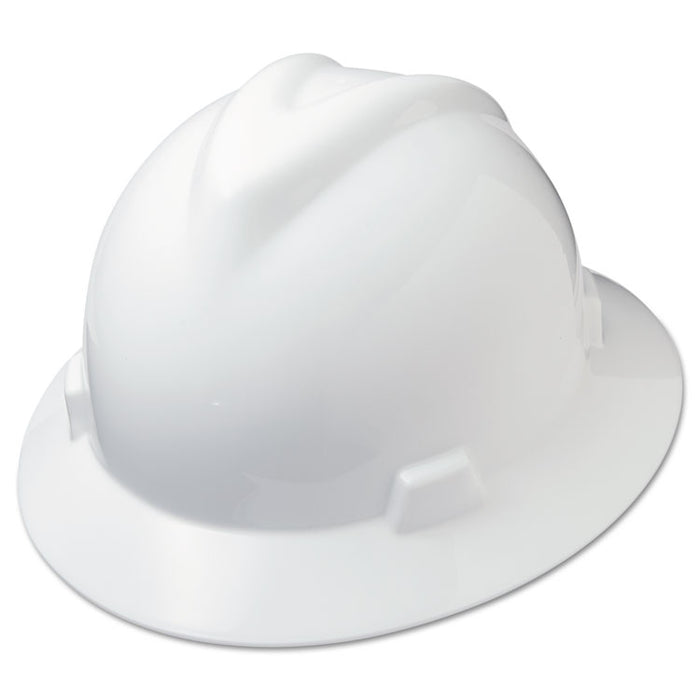 V-Gard Full-Brim Hard Hats, Ratchet Suspension, Size 6.5 to 8, White