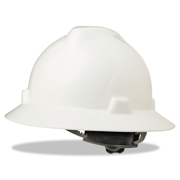 V-Gard Full-Brim Hard Hats, Ratchet Suspension, Size 6.5 to 8, White