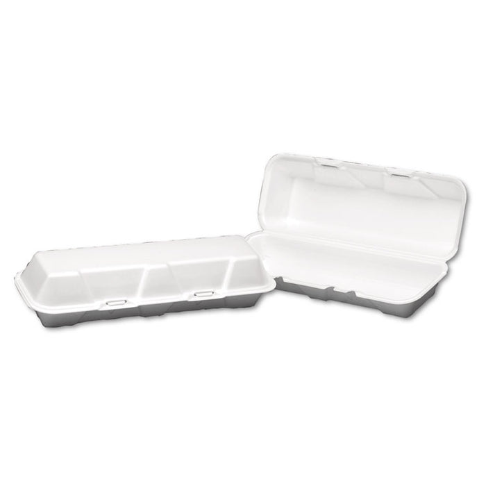Foam Hinged Hoagie Container, X-Large, 13-1/5x4-1/2x3-1/5, White, 100/BG, 2/CT