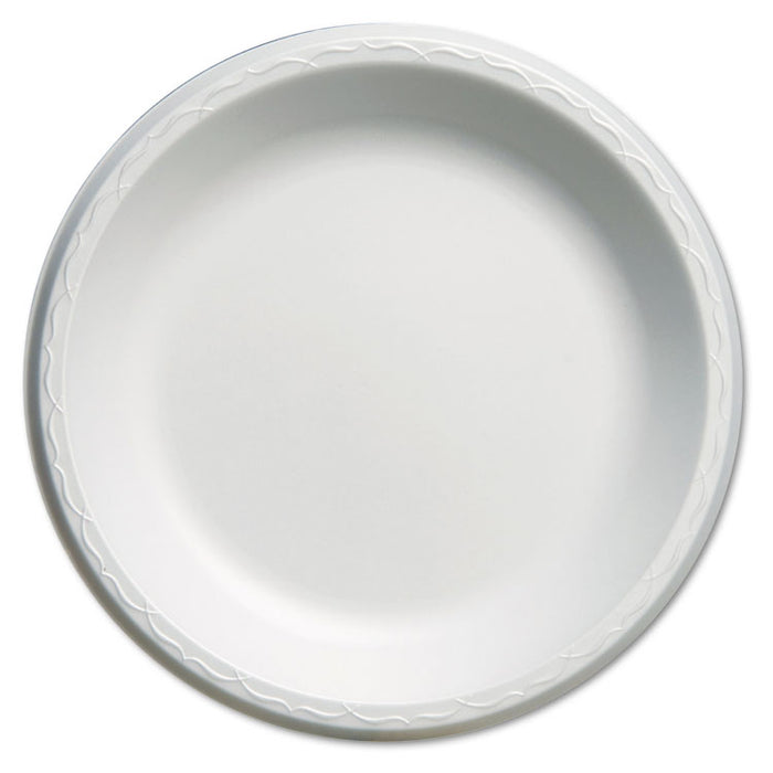 Elite Laminated Foam Plates, 10 1/4" Dia, White, Round, 125/Pack, 4 Pack/Carton