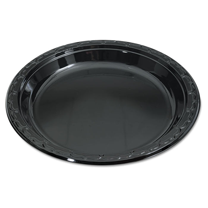 Silhouette Black Plastic Plates, 10 1/4 Inches, Round