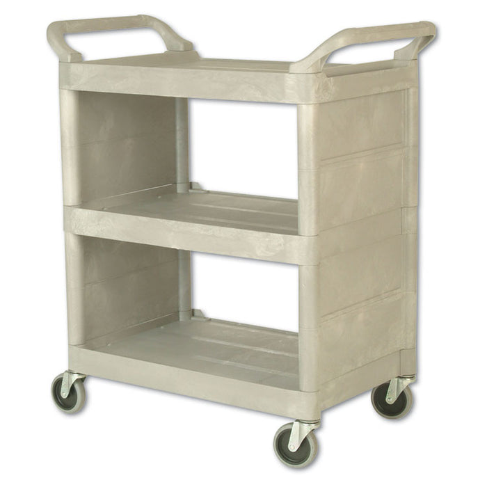 Utility Cart, 300-lb Capacity, Three-Shelf, 32w x 18d x 37.5h, Platinum