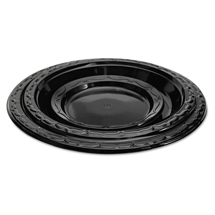 Silhouette Black Plastic Plates, 10 1/4 Inches, Round